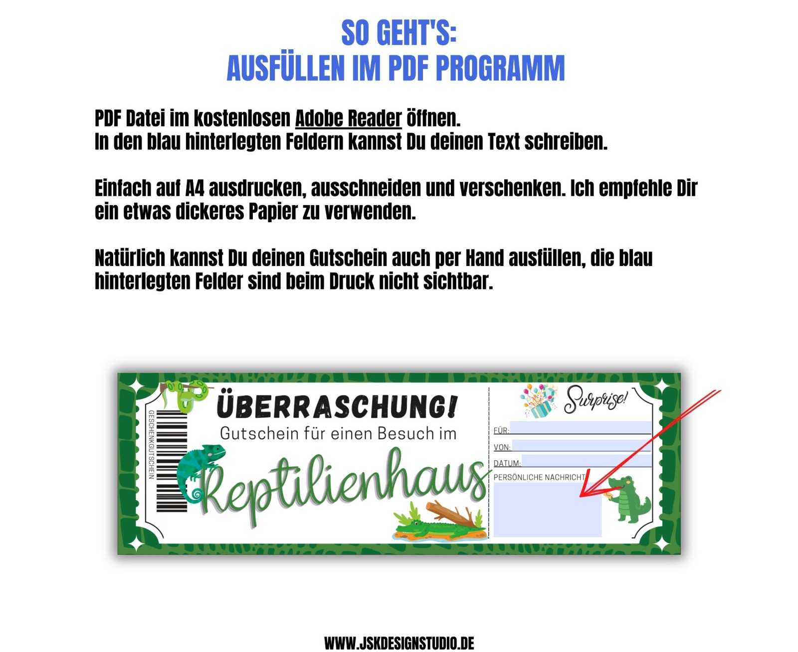 Gutschein für den Zoo Reptilienhaus Vorlage zum Ausdrucken &amp; Verschenken 3