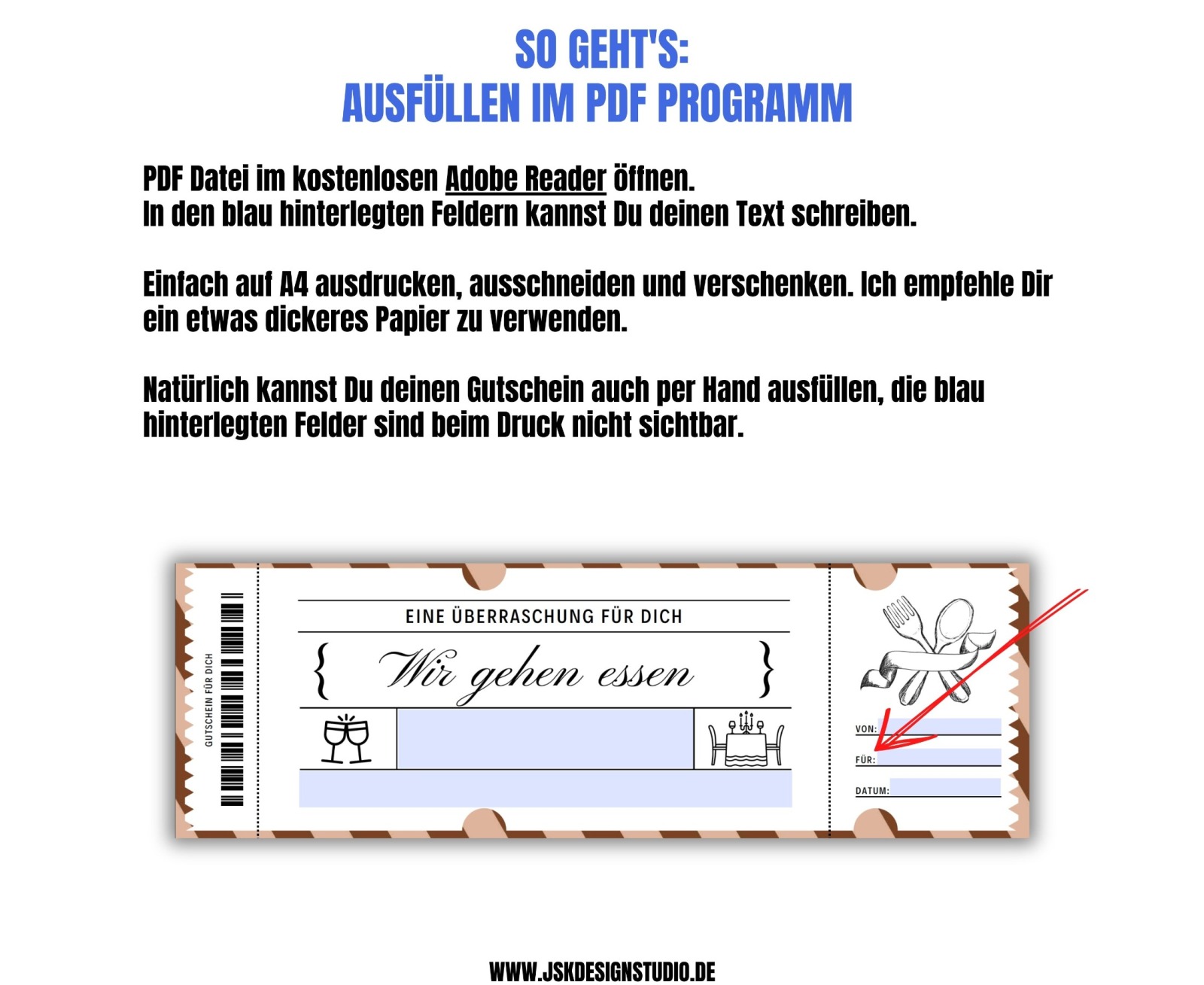 Gutschein Essen gehen Vorlage zum Ausdrucken &amp; Verschenken 3