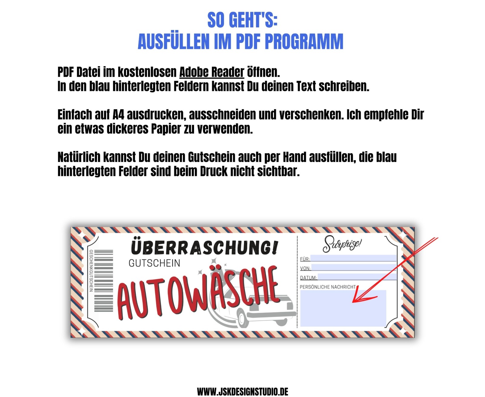 Gutschein für Autowäsche Vorlage zum Ausdrucken &amp; Verschenken 3