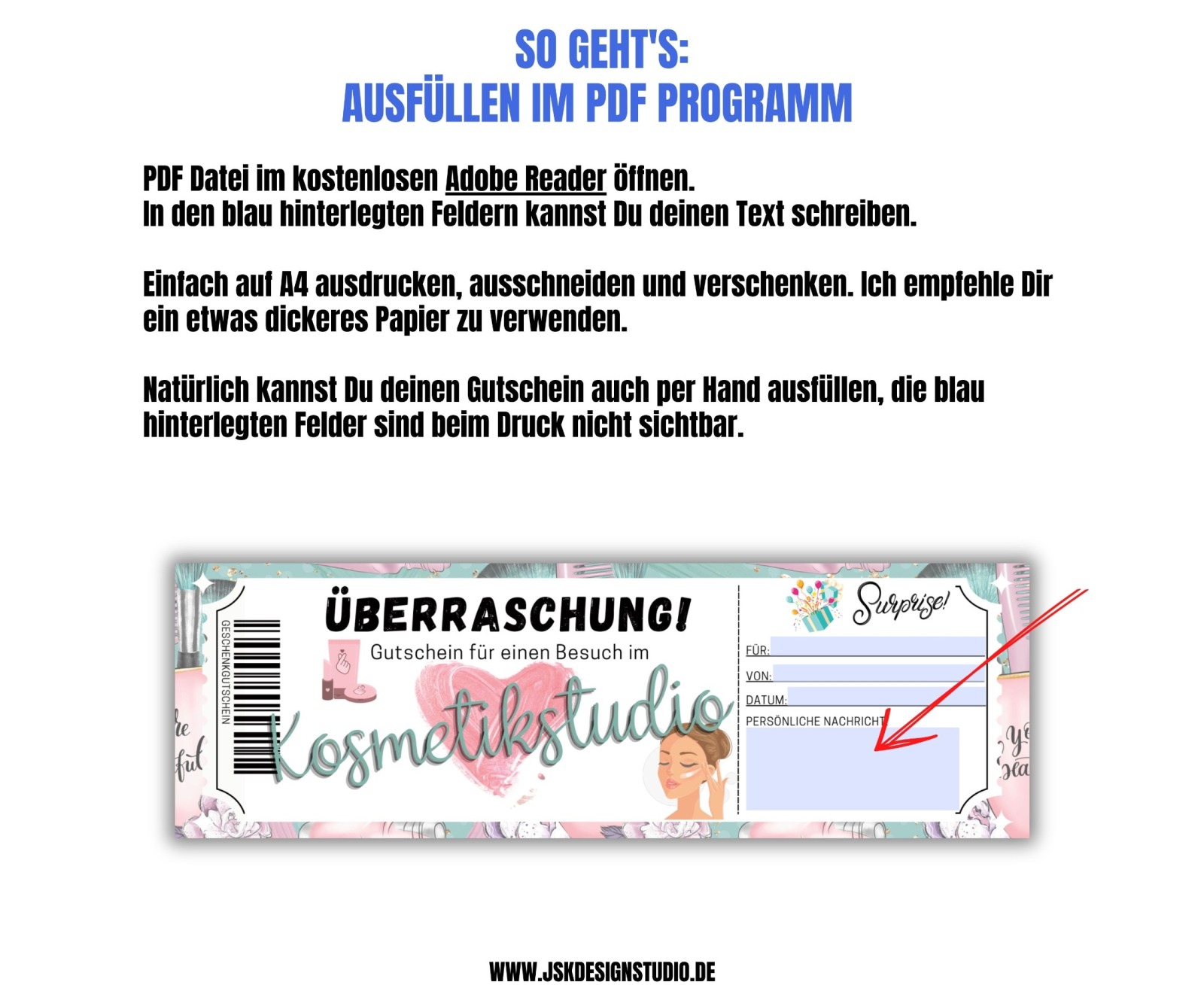 Gutschein für Kosmetik Vorlage zum Ausdrucken &amp; Verschenken 3