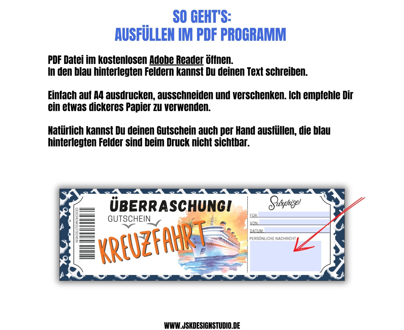 Gutschein für eine Kreuzfahrt Vorlage zum Ausdrucken &amp; Verschenken 3