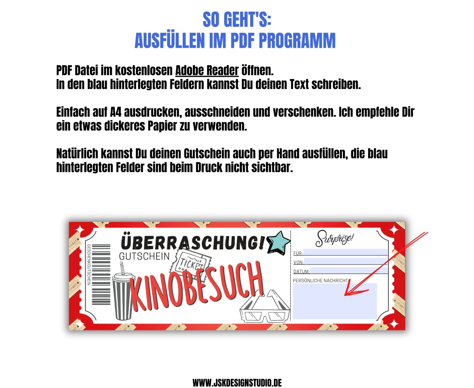 Kino Gutschein Vorlage zum Ausdrucken &amp; Verschenken 3