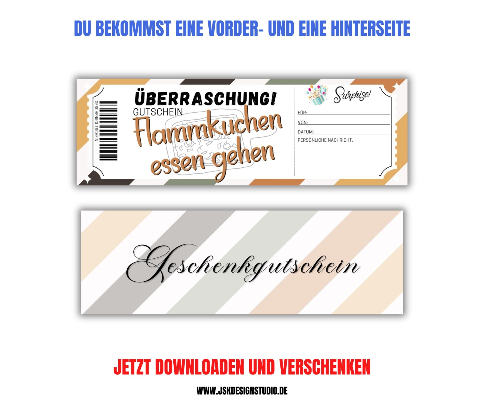 Flammkuchen Gutschein Vorlage zum Ausdrucken &amp; Verschenken 4