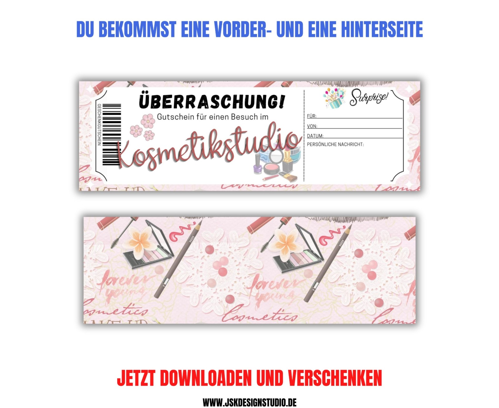 Kosmetik Gutschein Vorlage zum Ausdrucken &amp; Verschenken 4