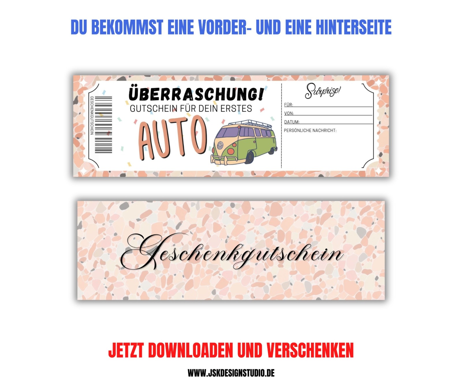 Gutschein für ein Auto Vorlage zum Ausdrucken &amp; Verschenken 4