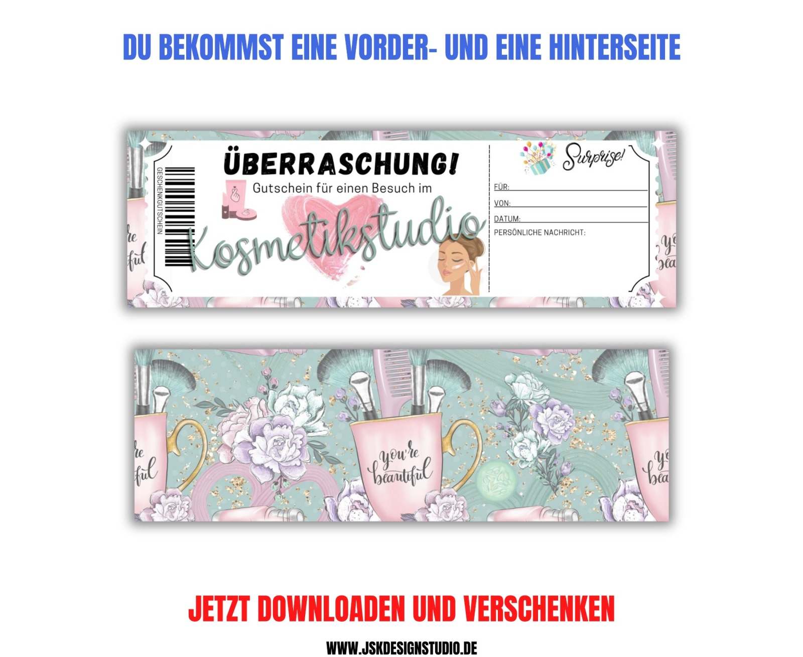 Gutschein für Kosmetik Vorlage zum Ausdrucken &amp; Verschenken 4