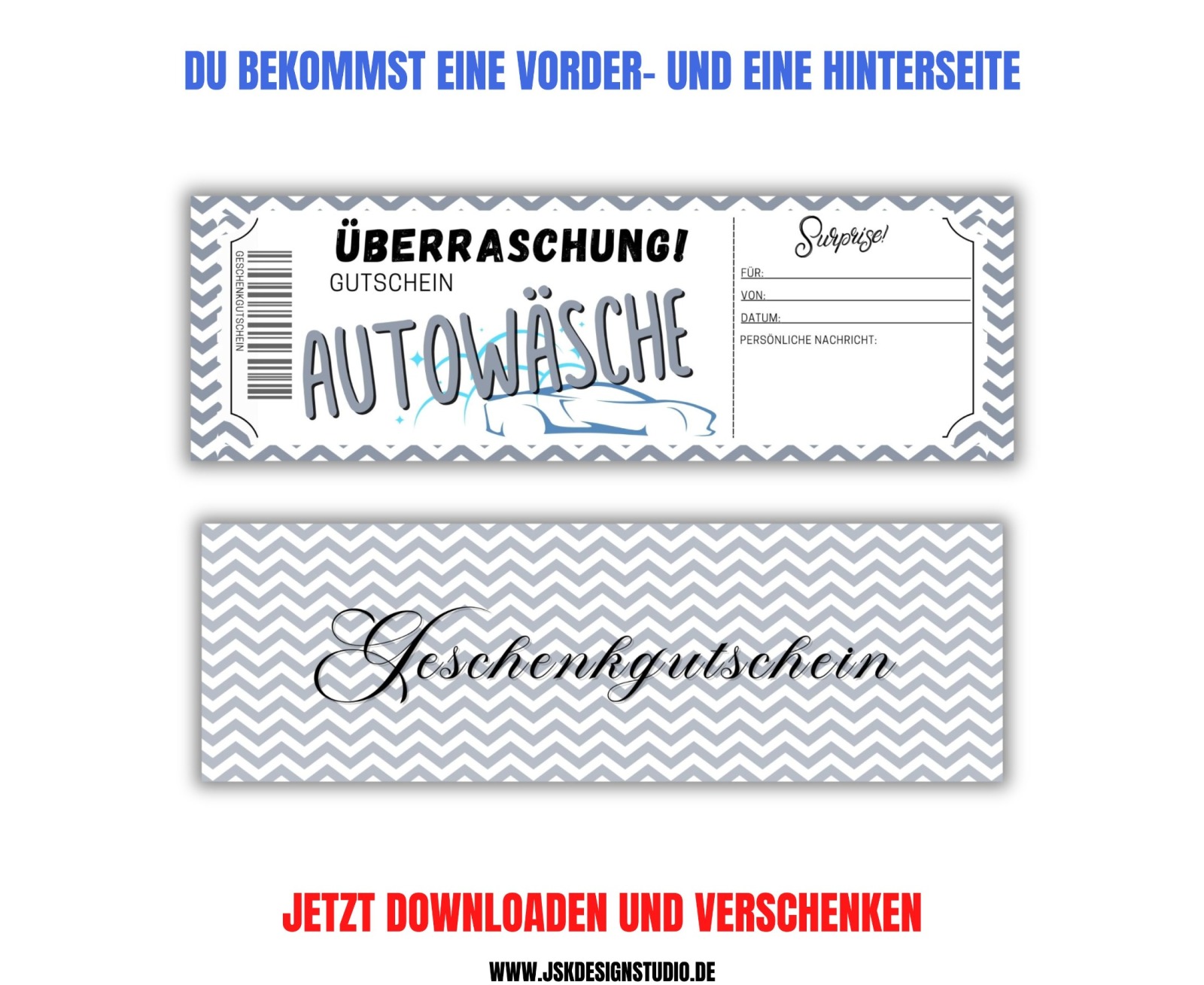 Autowäsche Gutschein Vorlage zum Ausdrucken &amp; Verschenken 4