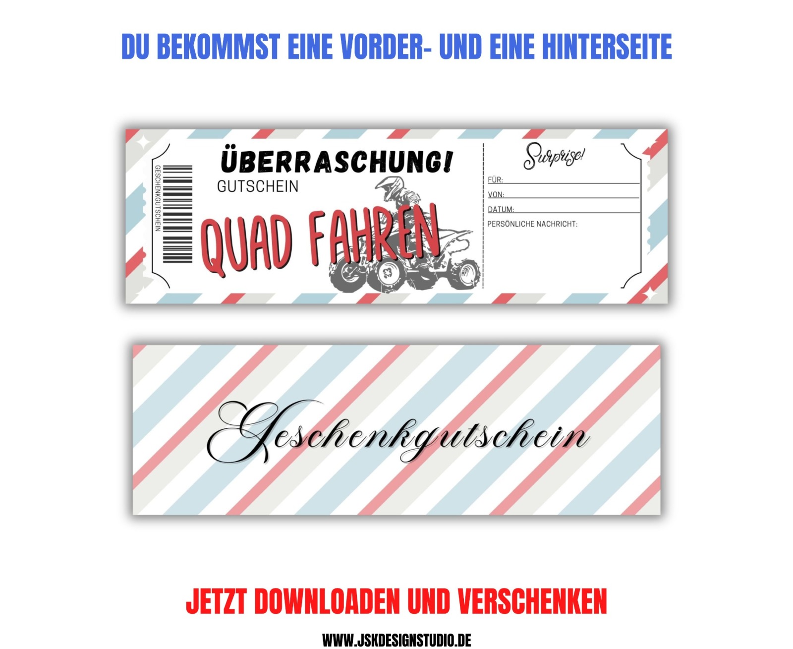 Gutschein für Quad fahren Vorlage zum Ausdrucken &amp; Verschenken 4