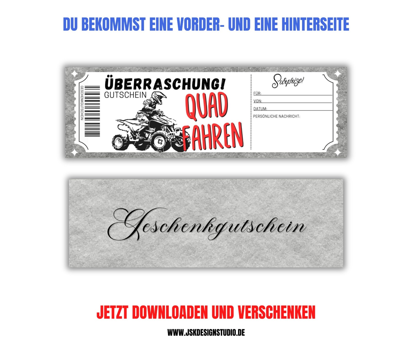 Gutschein für Quad Fahren Vorlage zum Ausdrucken &amp; Verschenken 4