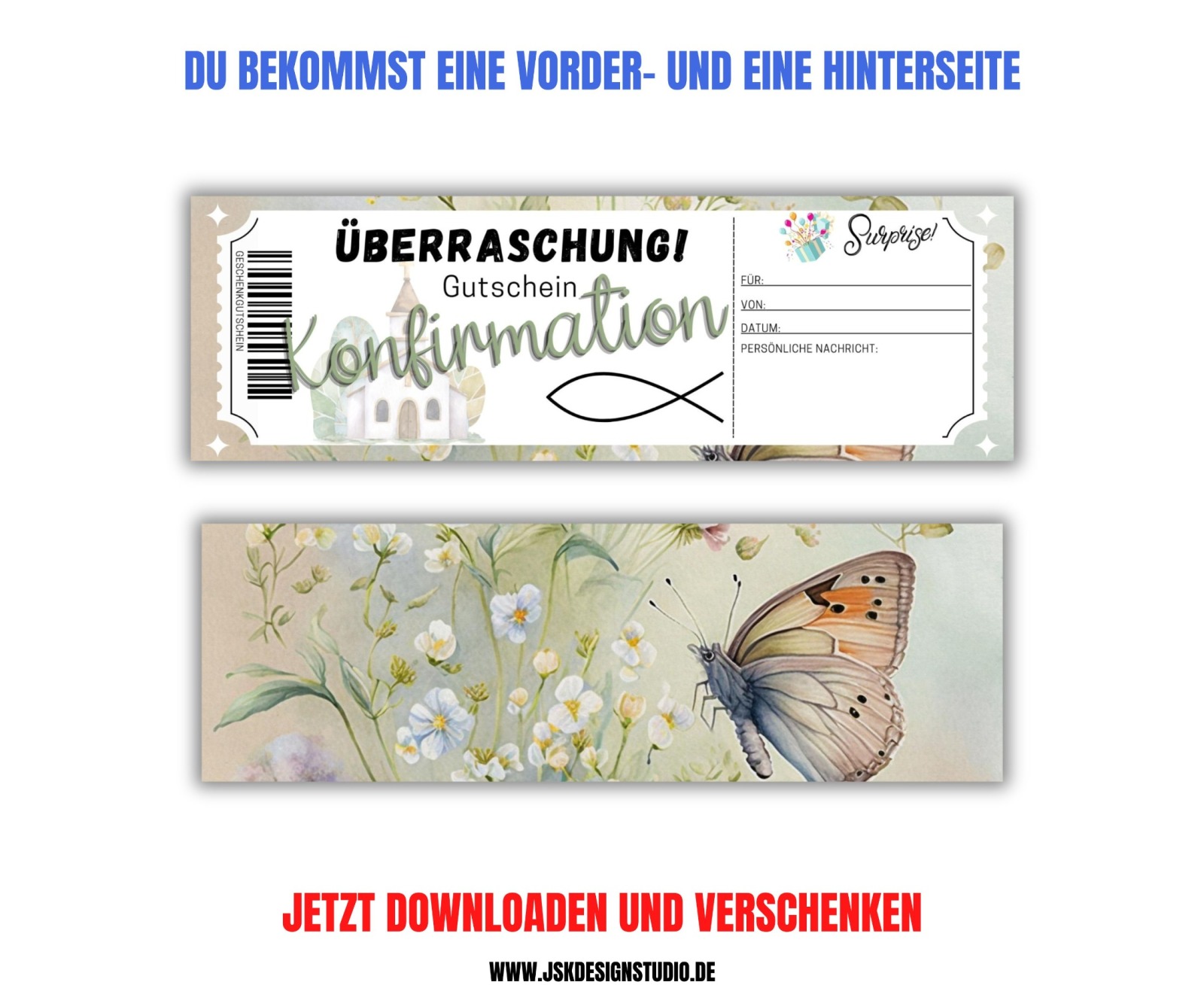 Gutschein Konfirmation Vorlage zum Ausdrucken &amp; Verschenken 4