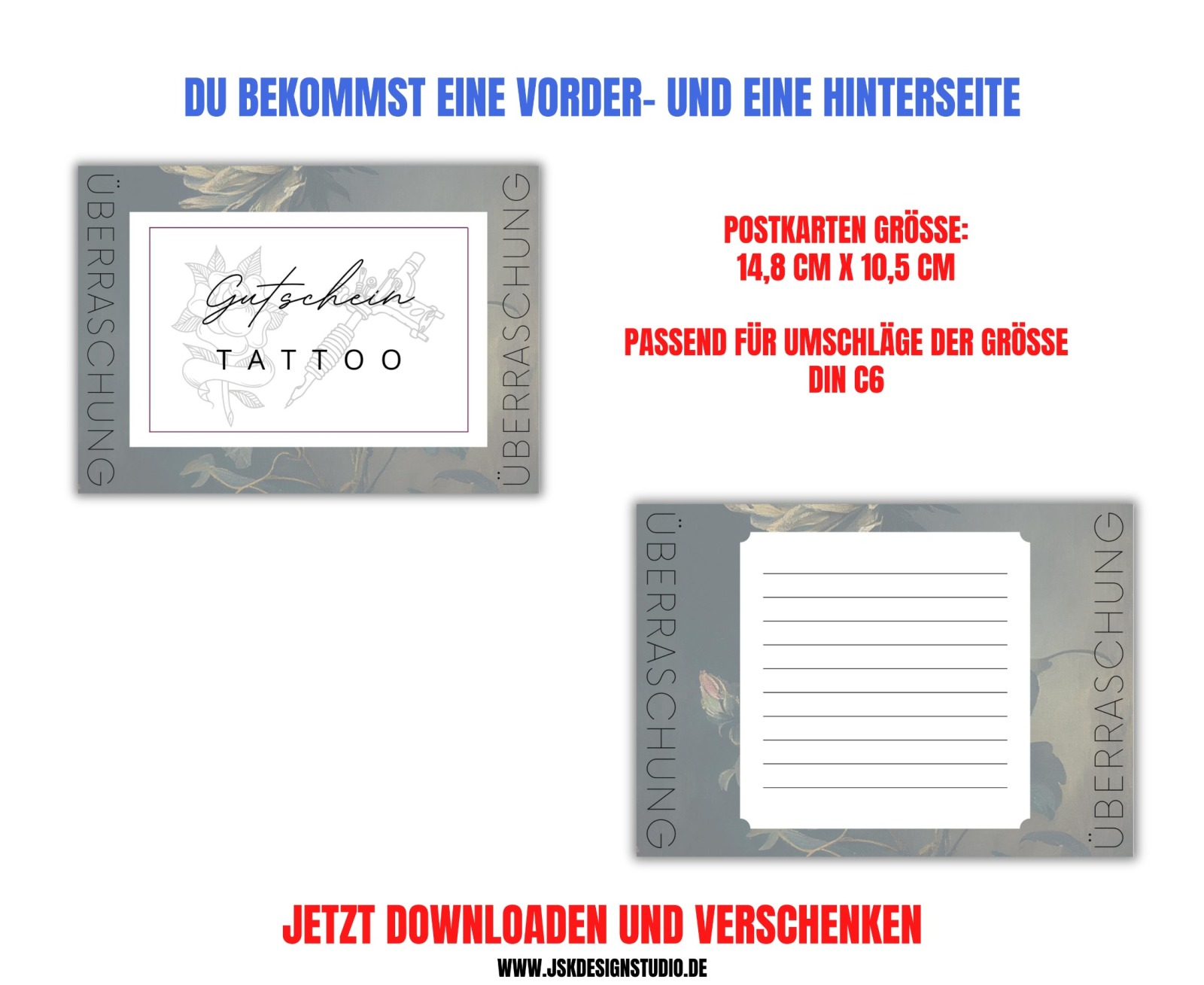 Gutschein für ein Tattoo Vorlage zum Ausdrucken &amp; Verschenken 4