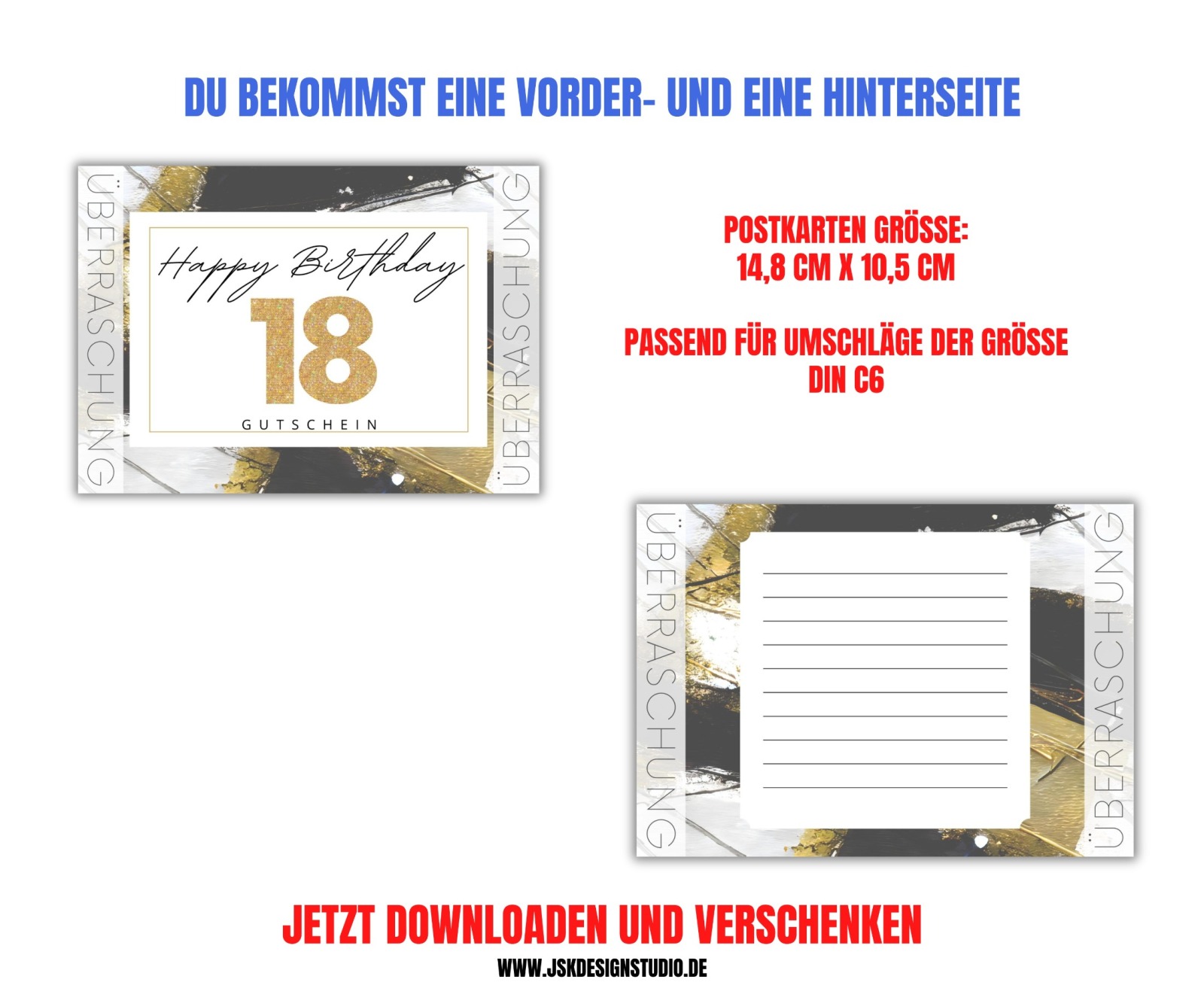 Gutschein zum 18. Geburtstag Vorlage zum Ausdrucken &amp; Verschenken 4