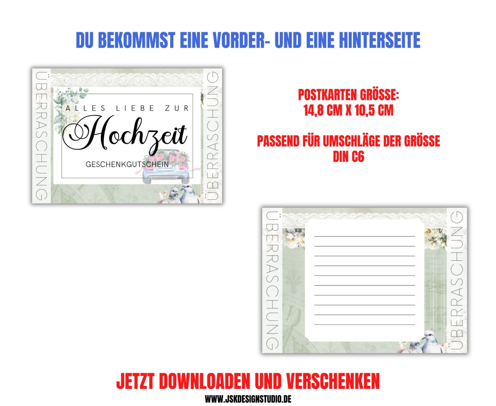 Gutschein zur Hochzeit Vorlage zum Ausdrucken &amp; Verschenken 5