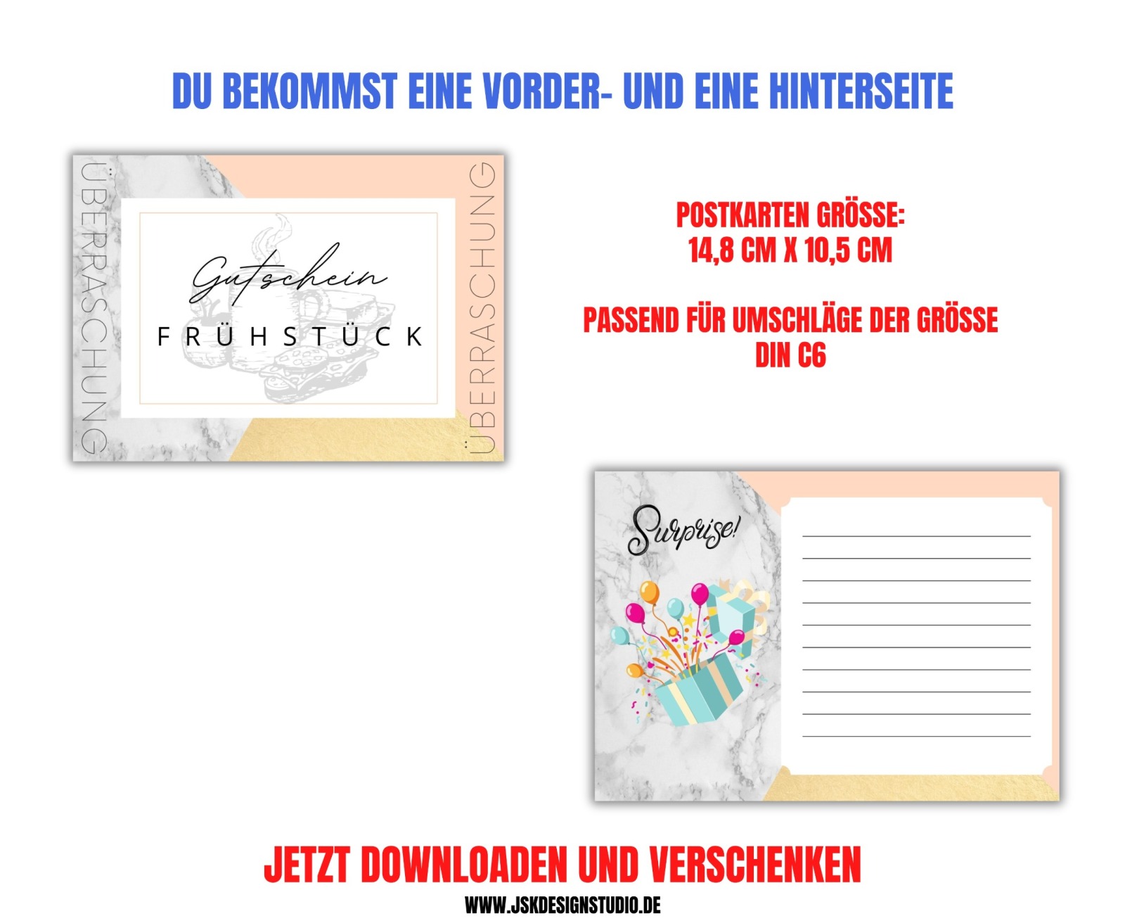 Gutschein für ein Frühstück Vorlage zum Ausdrucken &amp; Verschenken 4