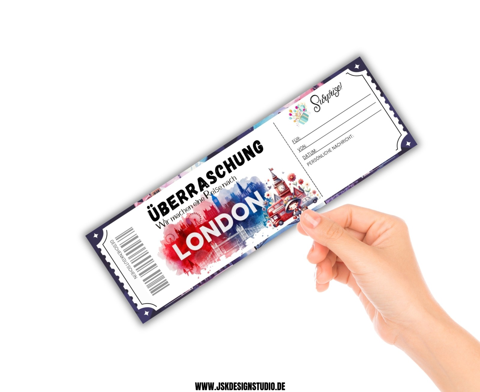 Gutschein für London Vorlage zum Ausdrucken &amp; Verschenken 4