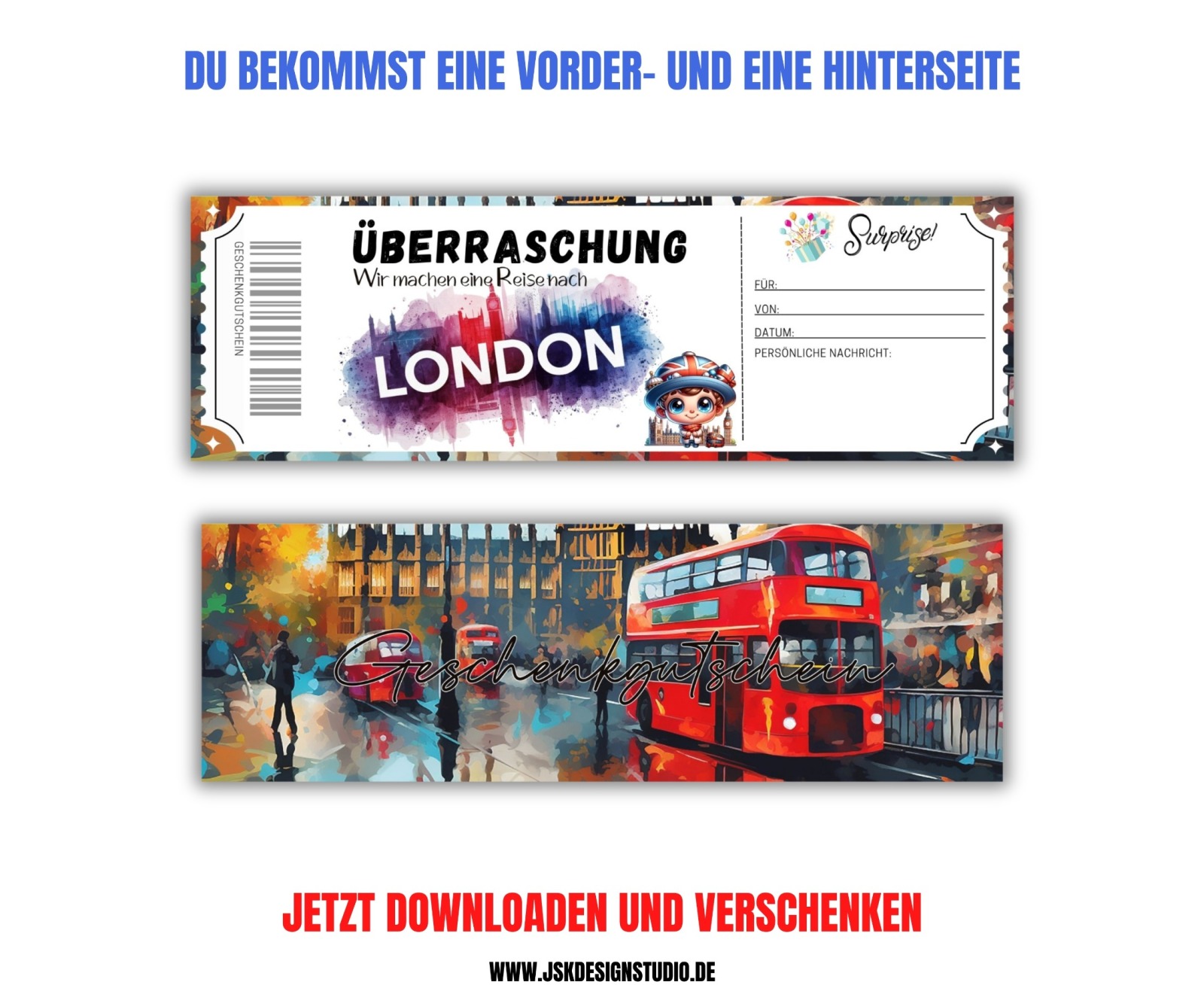 Gutschein für London Vorlage zum Ausdrucken &amp; Verschenken 3