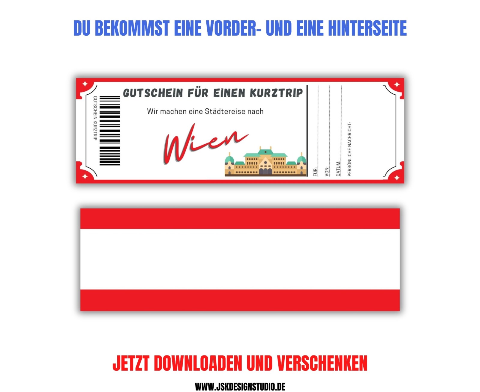 Gutschein für Wien Reisegutschein Vorlage zum Ausdrucken &amp; Verschenken 3