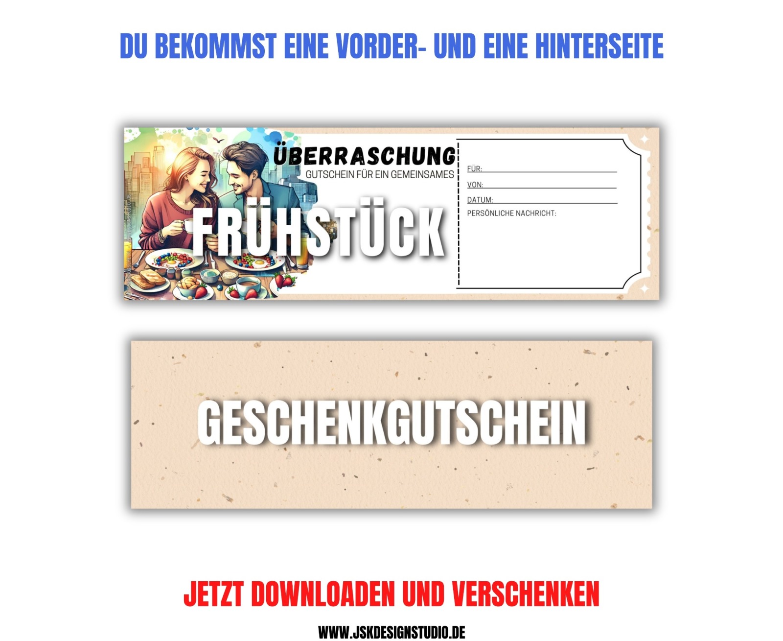 Gutschein für ein Frühstück Vorlage zum Ausdrucken &amp; Verschenken 3