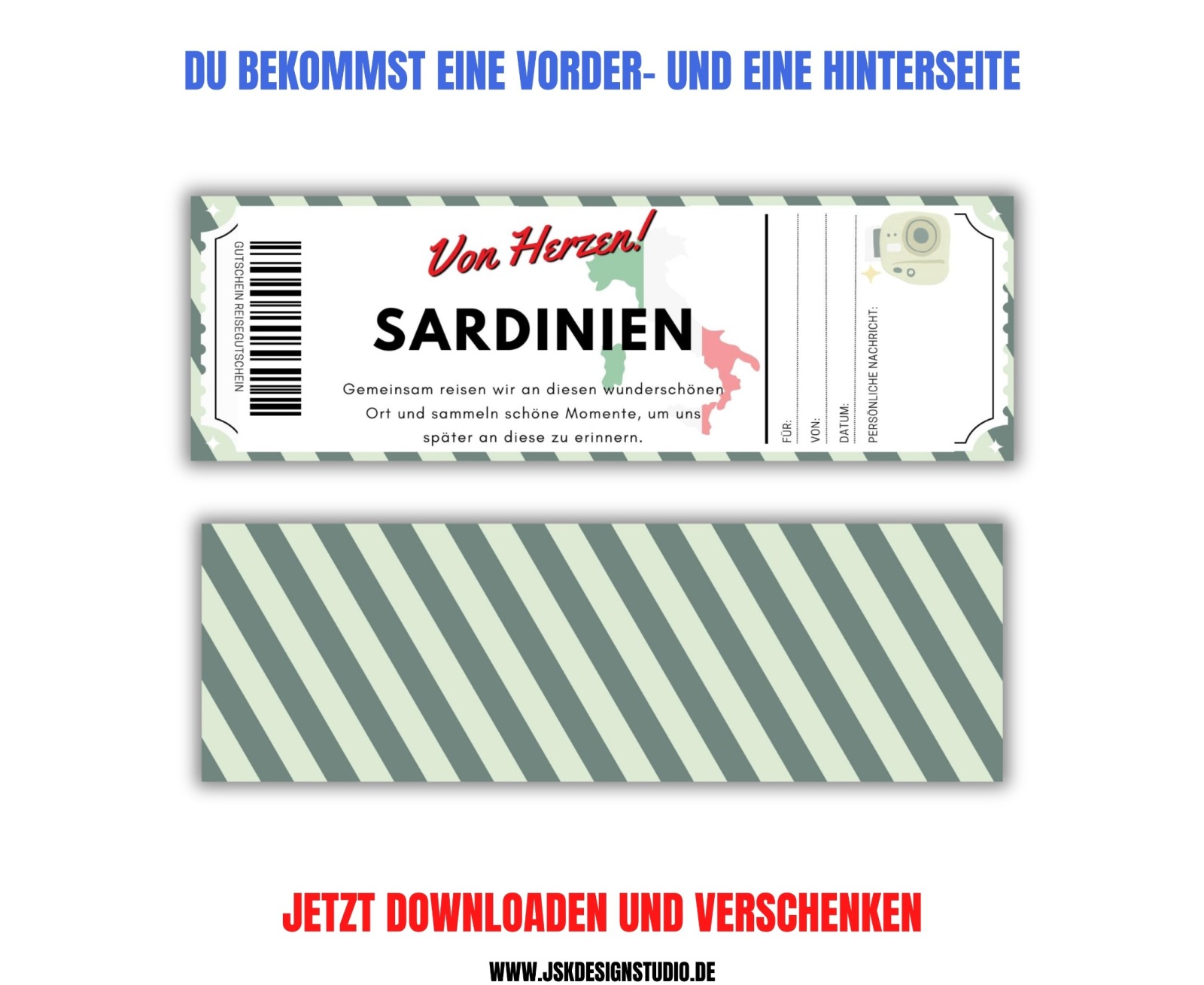 Gutschein für Sardinien Vorlage zum Ausdrucken &amp; Verschenken 3