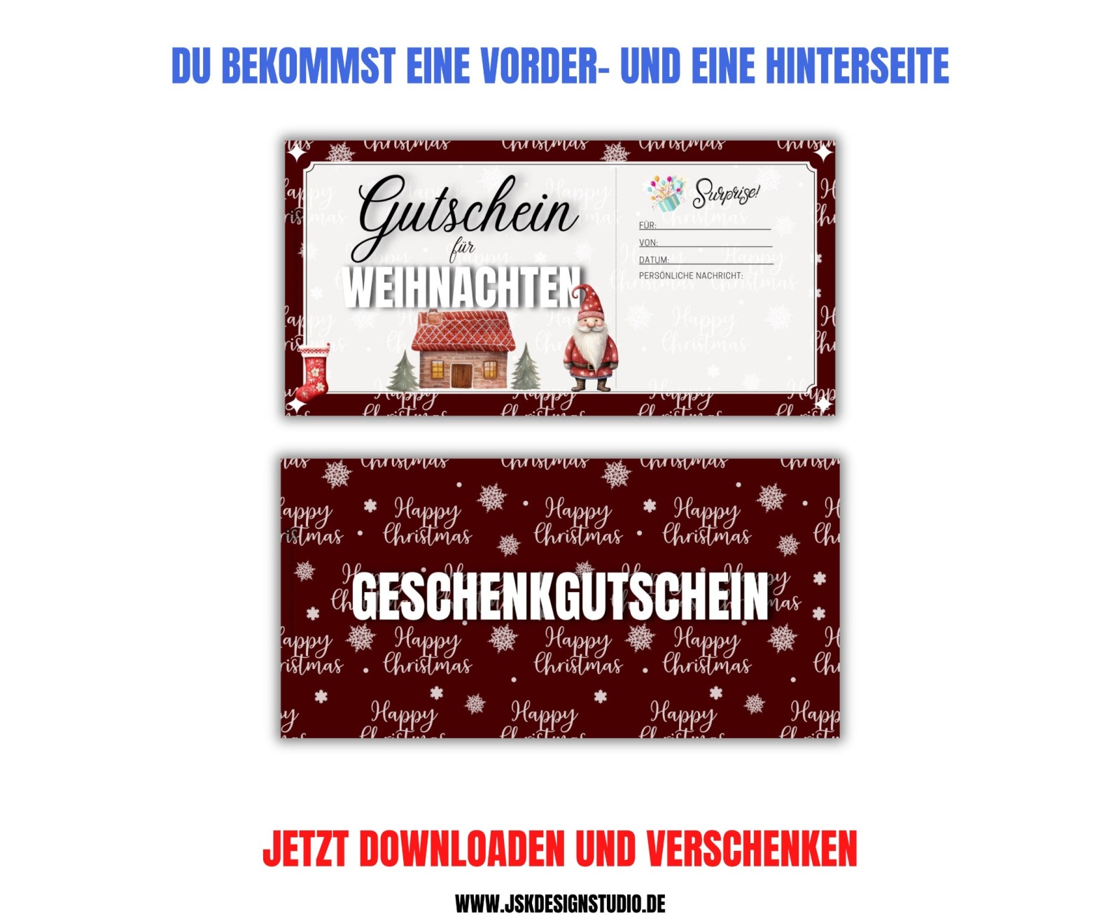 Gutschein Vorlage für Weihnachten zum Ausdrucken &amp; Verschenken 3