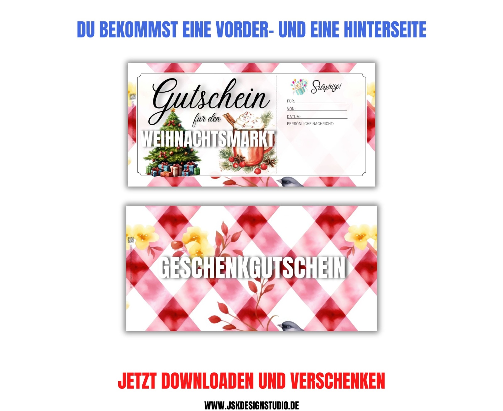 Gutschein für den Weihnachtsmarkt Vorlage zum Ausdrucken &amp; Verschenken 3