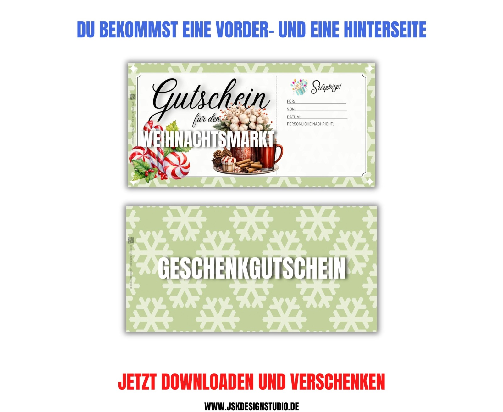 Gutschein für den Weihnachtsmarkt Vorlage zum Ausdrucken &amp; Verschenken 3