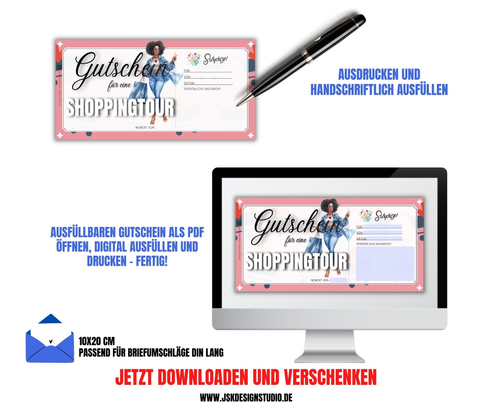 Shopping Gutschein Vorlage zum Ausdrucken &amp; Verschenken 2