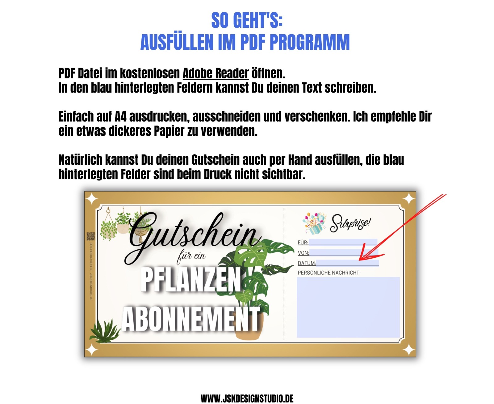 Gutschein für ein Pflanzen-Abo Vorlage zum Ausdrucken &amp; Verschenken 2