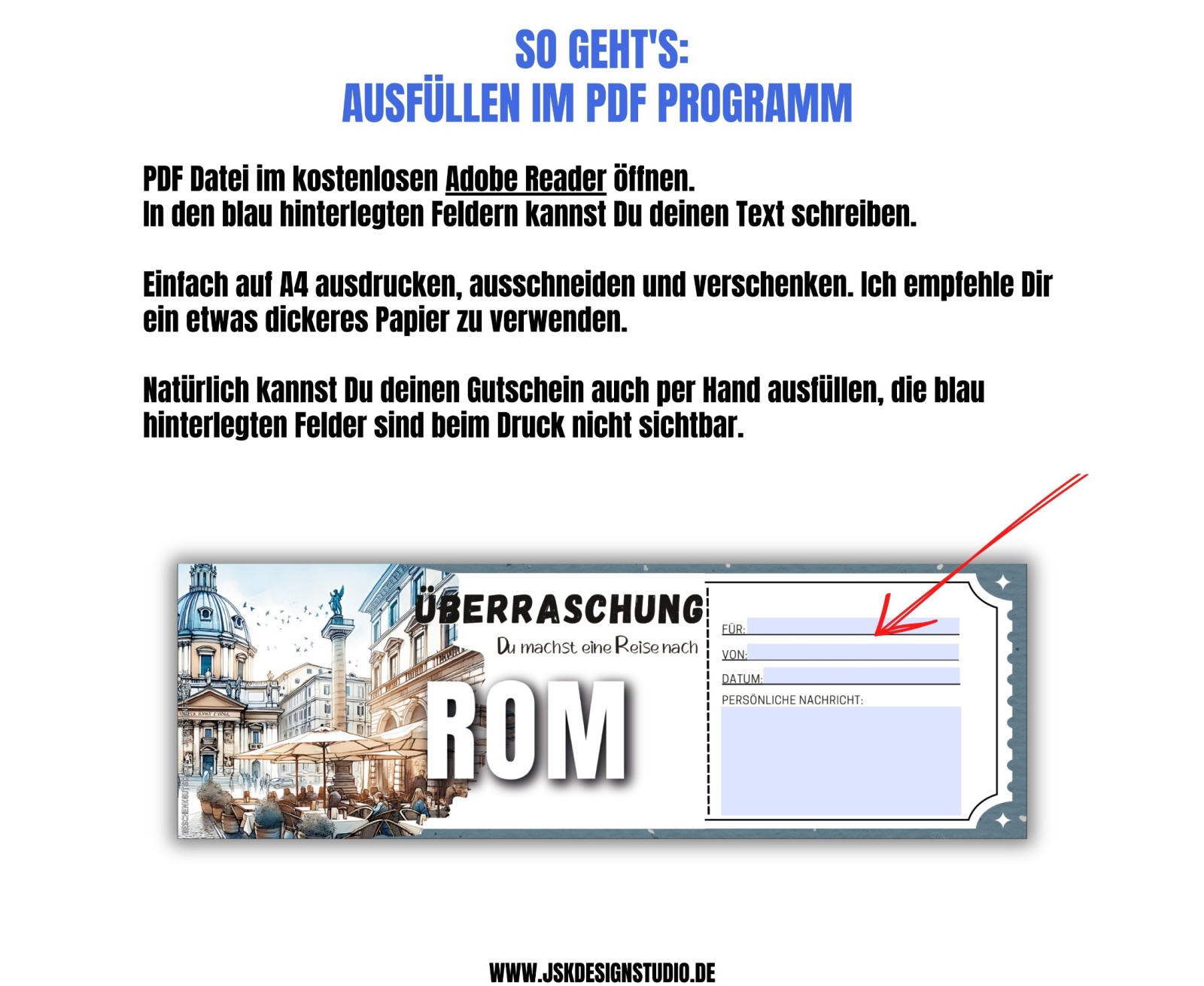 Gutschein für Rom Vorlage zum Ausdrucken &amp; Verschenken 2