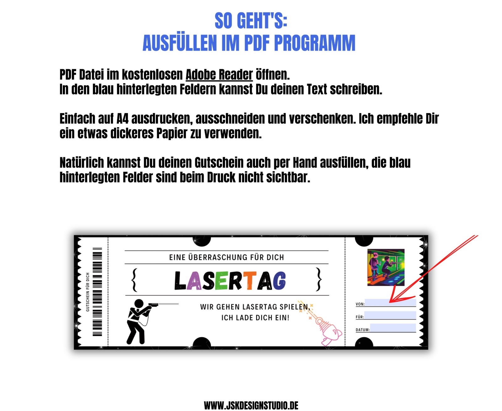 Lasertag Gutschein Vorlage zum Ausdrucken &amp; Verschenken 2