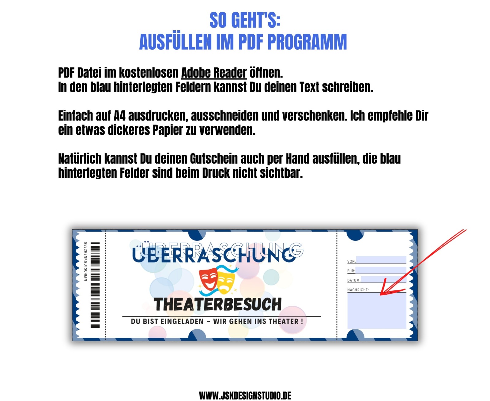 Theater Gutschein Vorlage zum Ausdrucken &amp; Verschenken 2