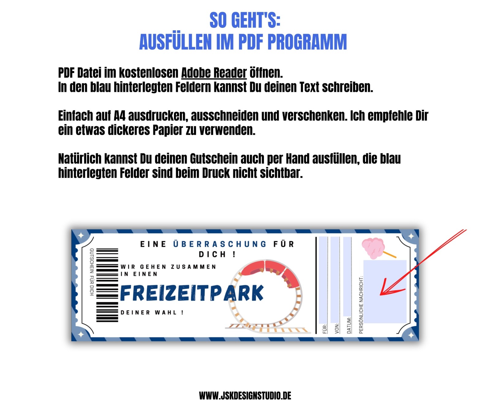 Freizeitpark Gutschein Vorlage zum Ausdrucken &amp; Verschenken 2