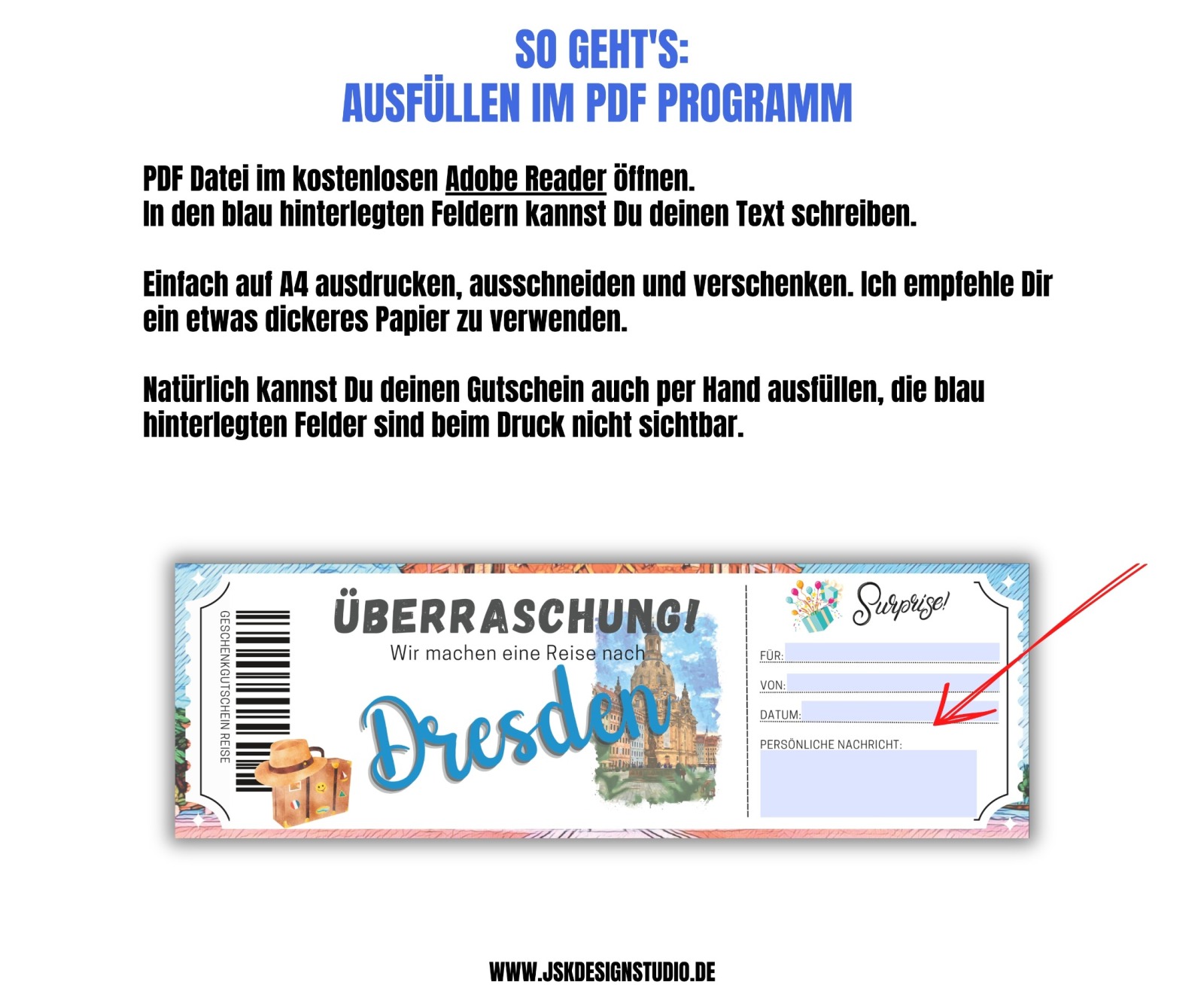 Gutschein für Dresden Vorlage zum Ausdrucken &amp; Verschenken 2