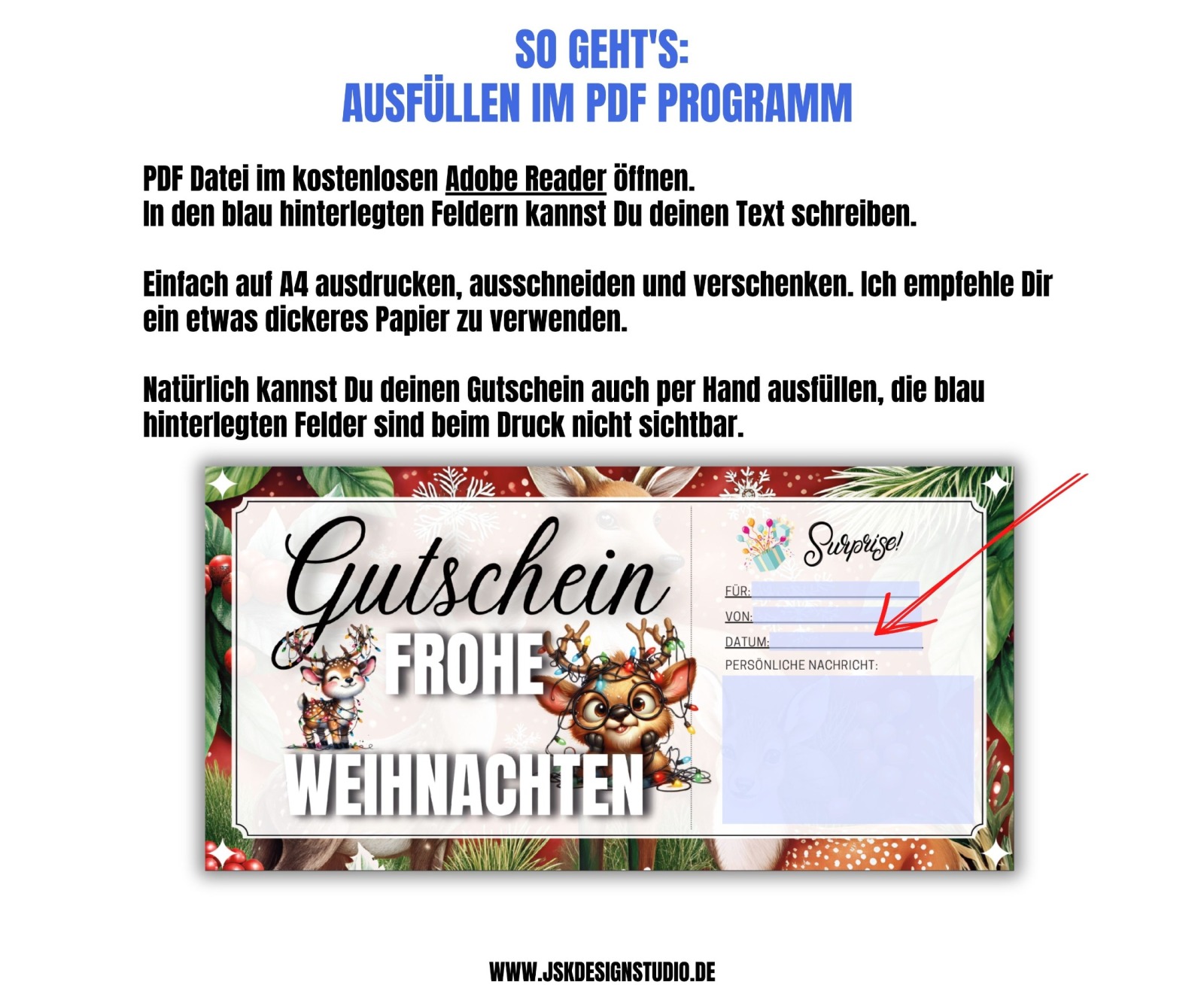 Gutschein Weihnachten Vorlage zum Ausdrucken &amp; Verschenken 2