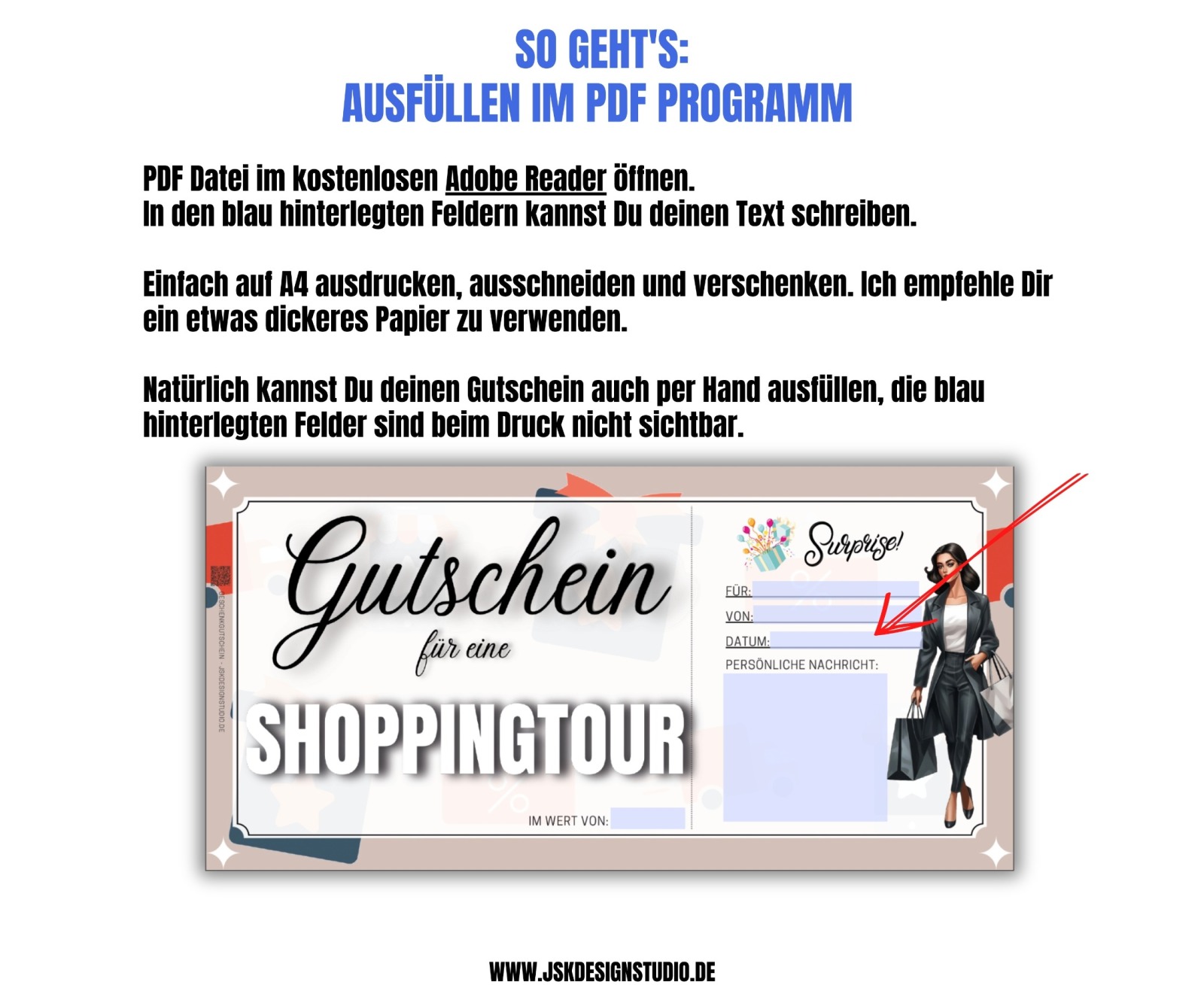 Shopping Gutschein Vorlage zum Ausdrucken &amp; Verschenken 4