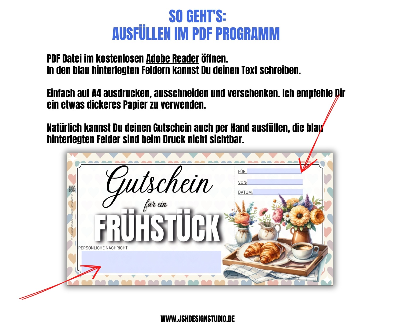 Gutschein für ein Frühstück Vorlage zum Ausdrucken &amp; Verschenken 3