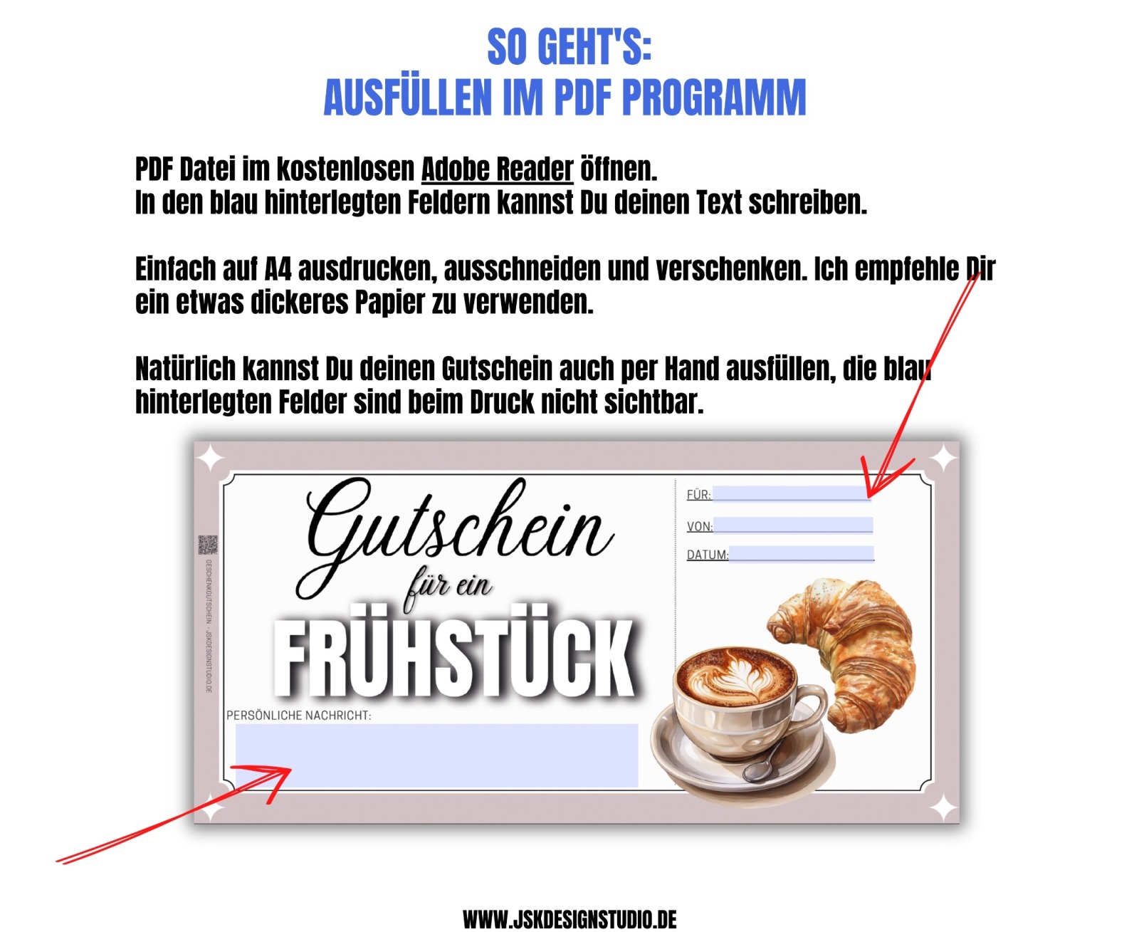 Gutschein für ein Frühstück Vorlage zum Ausdrucken &amp; Verschenken 3