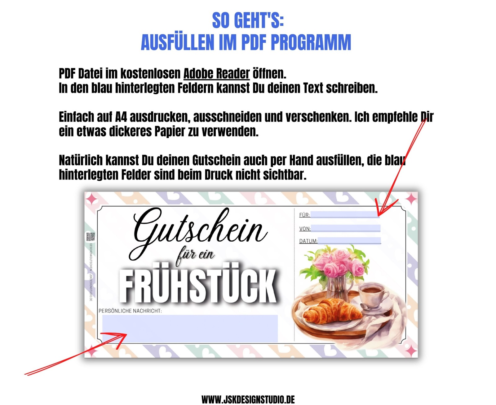 Gutschein für ein Frühstück Vorlage zum Ausdrucken &amp; Verschenken 3