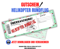 Gutschein für einen Hubschrauber Rundflug Vorlage zum Ausdrucken &amp; Verschenken