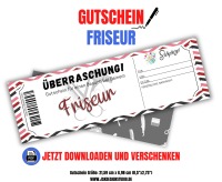 Friseur Gutschein Vorlage zum Ausdrucken &amp; Verschenken