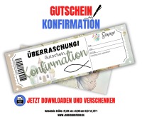 Gutschein Konfirmation Vorlage zum Ausdrucken &amp; Verschenken