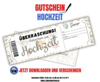 Gutschein zur Hochzeit Vorlage zum Ausdrucken &amp; Verschenken