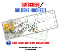 Gutschein zur Goldenen Hochzeit Vorlage zum Ausdrucken &amp; Verschenken