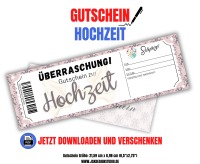 Gutschein zur Hochzeit Vorlage zum Ausdrucken &amp; Verschenken