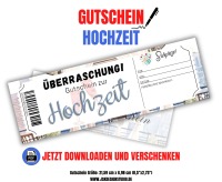 Gutschein zur Hochzeit Vorlage zum Ausdrucken &amp; Verschenken