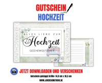 Gutschein zur Hochzeit Vorlage zum Ausdrucken &amp; Verschenken