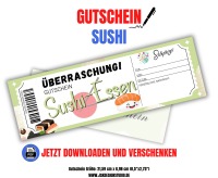 Sushi Gutschein Vorlage zum Ausdrucken &amp; Verschenken