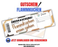 Flammkuchen Gutschein Vorlage zum Ausdrucken &amp; Verschenken