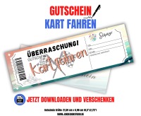 Kart Fahren Gutschein Vorlage zum Ausdrucken &amp; Verschenken