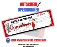 Gutschein für ein Operndinner Vorlage zum Ausdrucken &amp; Verschenk